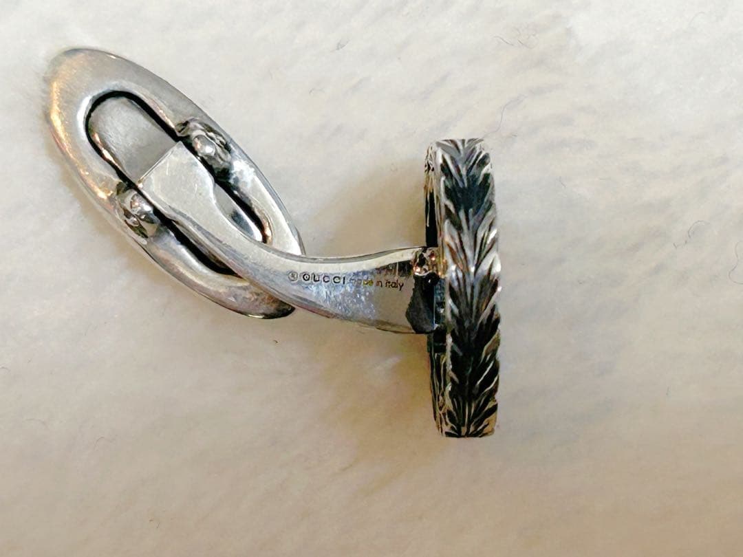 グッチ インターロッキングG カフス シルバー 925 エングレービング加工