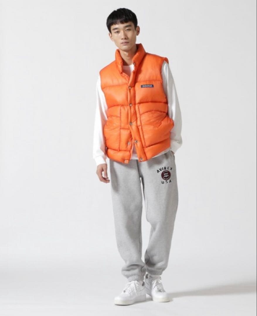 AVIREXダウンベスト オレンジ　サイズL