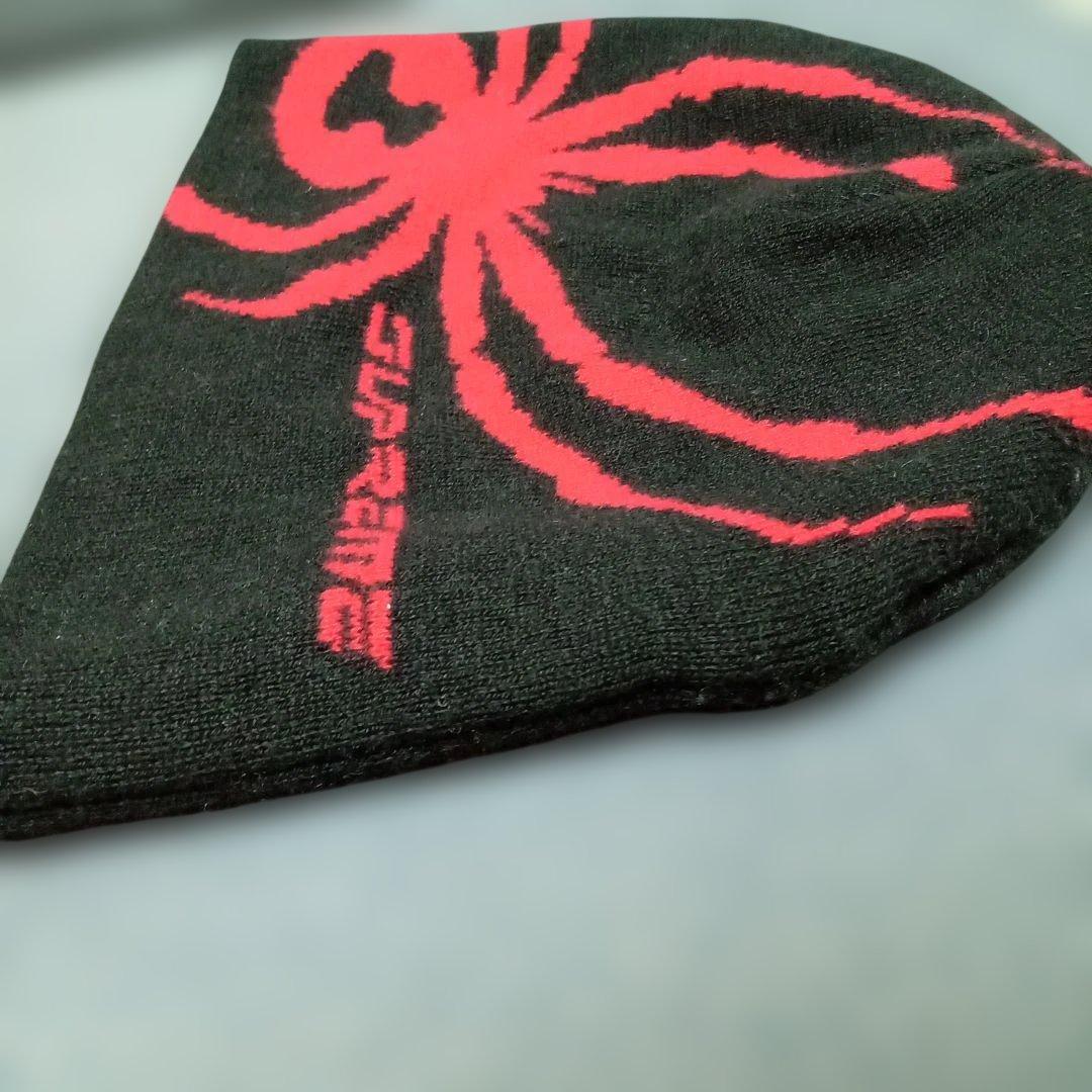 シュプリーム Supreme/Spyder ビーニー 黒 赤 ニット帽