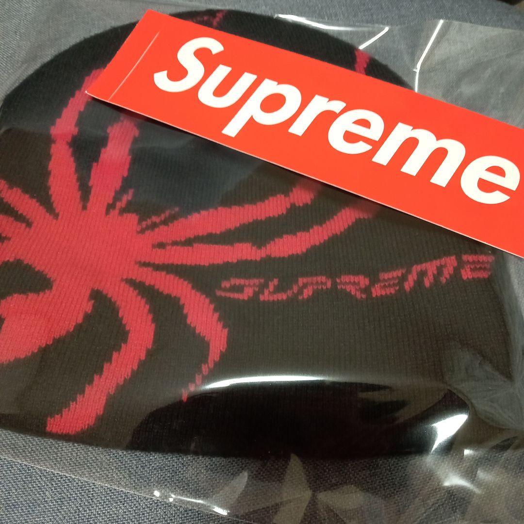 シュプリーム Supreme/Spyder ビーニー 黒 赤 ニット帽