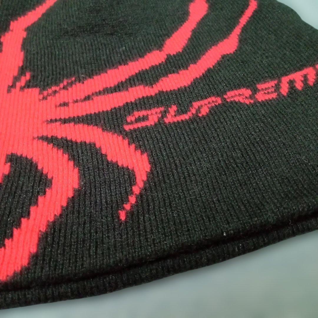 シュプリーム Supreme/Spyder ビーニー 黒 赤 ニット帽