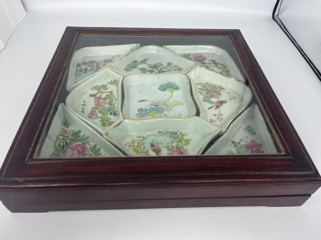 中国古美術 清朝同治骨董 古陶磁器 收藏品 アンティーク 9点セット木箱付