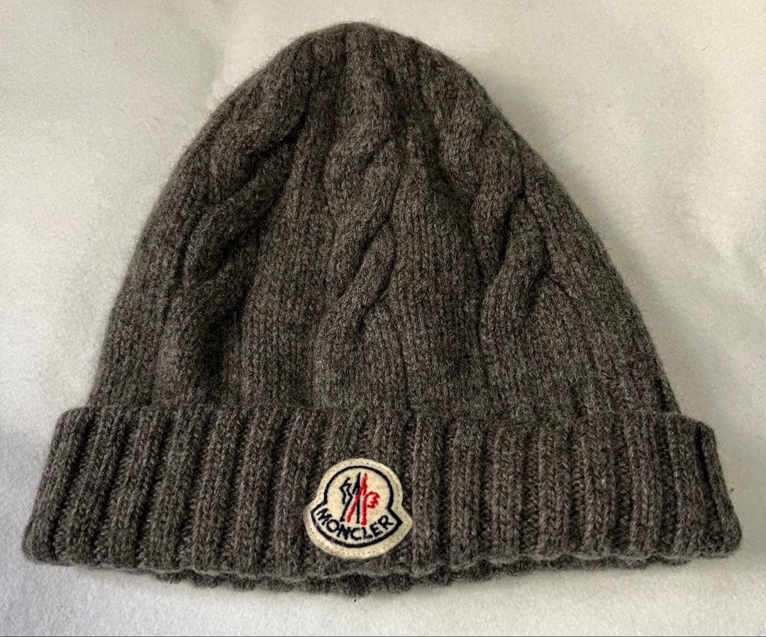 MONCLER ケーブル編み ビーニー グレー