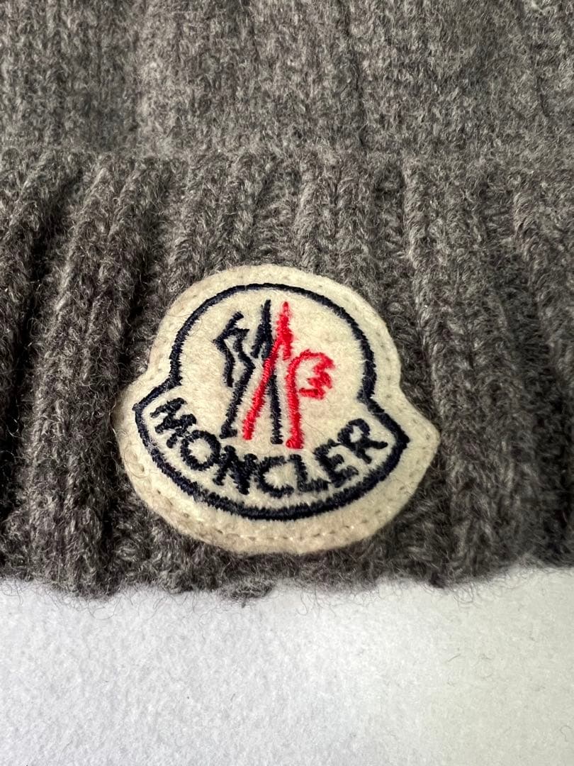 MONCLER ケーブル編み ビーニー グレー
