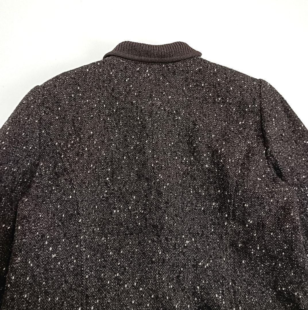 レリアン 13+ ヘリンボーン ツイードワンピース 大きいサイズ ブラウン系