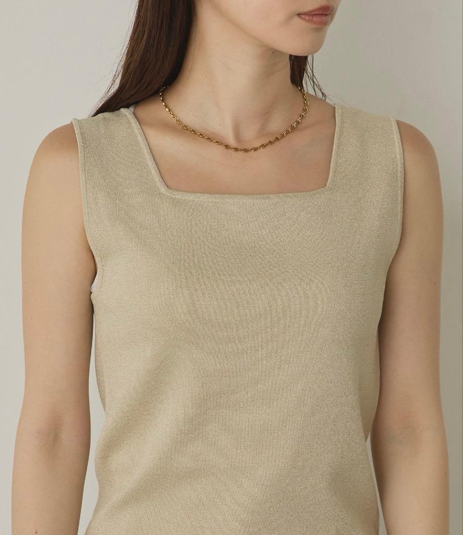 ルッキ　スクエアラメニット タンクトップ　ベージュ＆グレー2枚