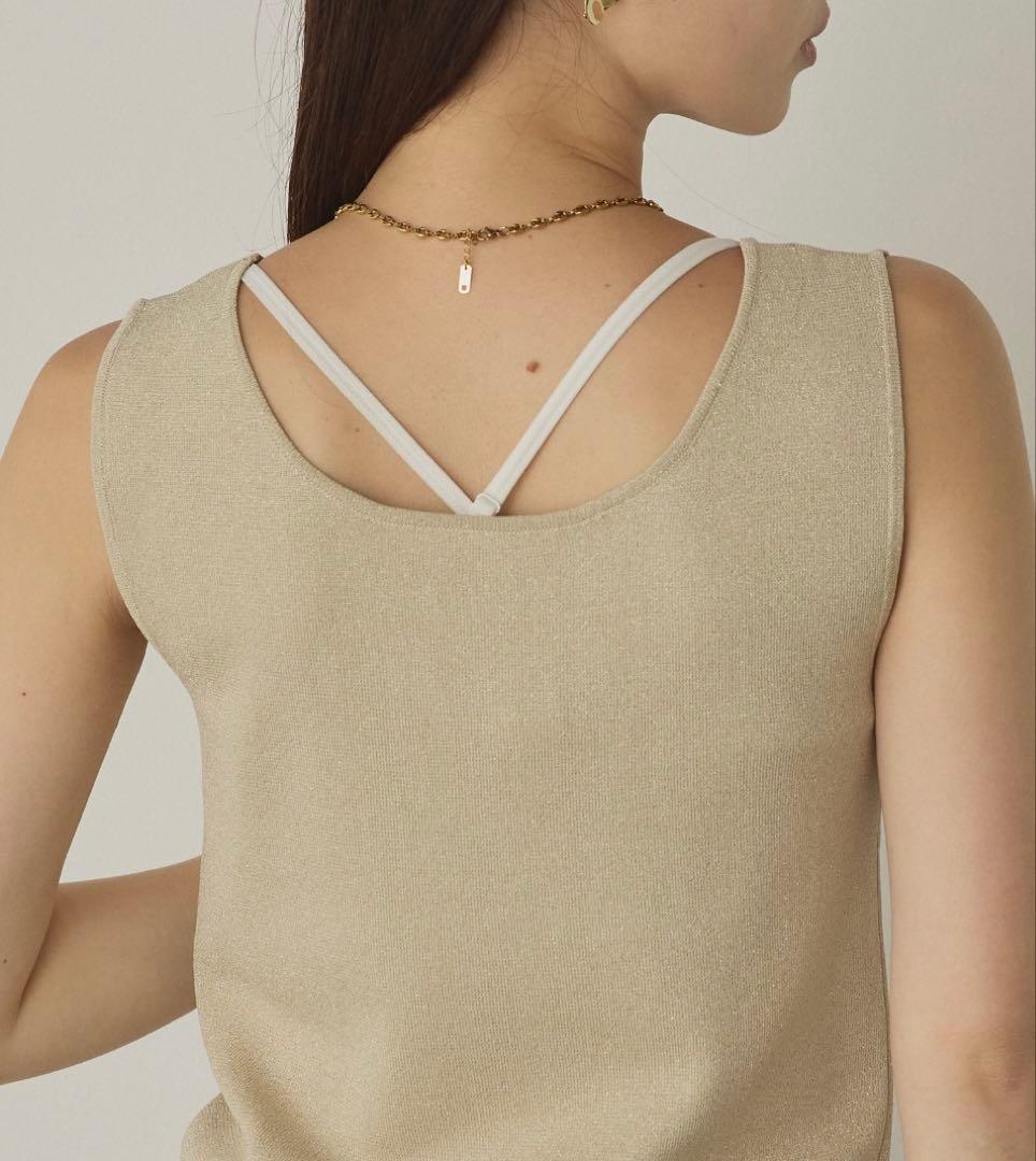 ルッキ　スクエアラメニット タンクトップ　ベージュ＆グレー2枚