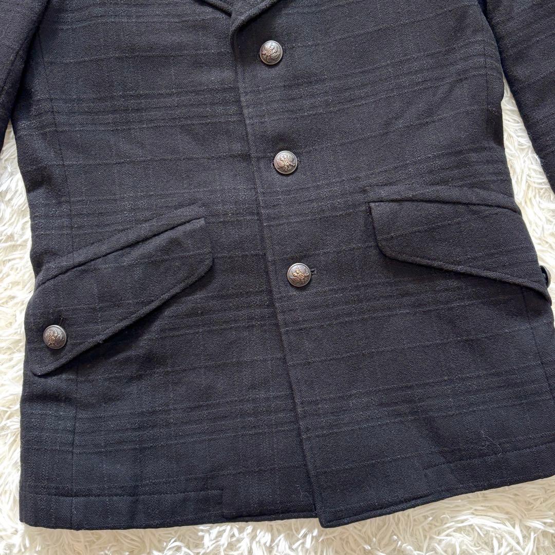 【極美品】Lサイズ 銀ボタン ポールスミス Pコート 紫マルチストライプシルバー