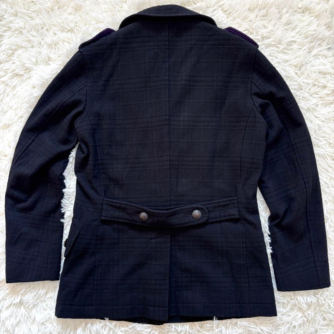 【極美品】Lサイズ 銀ボタン ポールスミス Pコート 紫マルチストライプシルバー