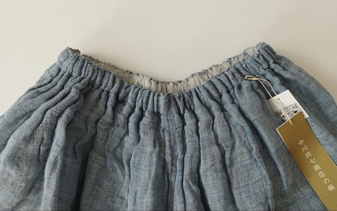 【タグ付き未使用品】中川政七商店 麻のかや織 キュロット ブルー リネン100%