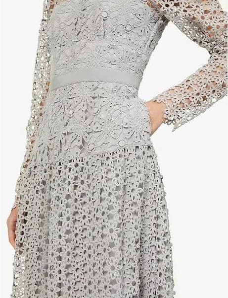 N*.様 セルフポートレイト ワンピース ギピュールレース グレー 花柄 UK1