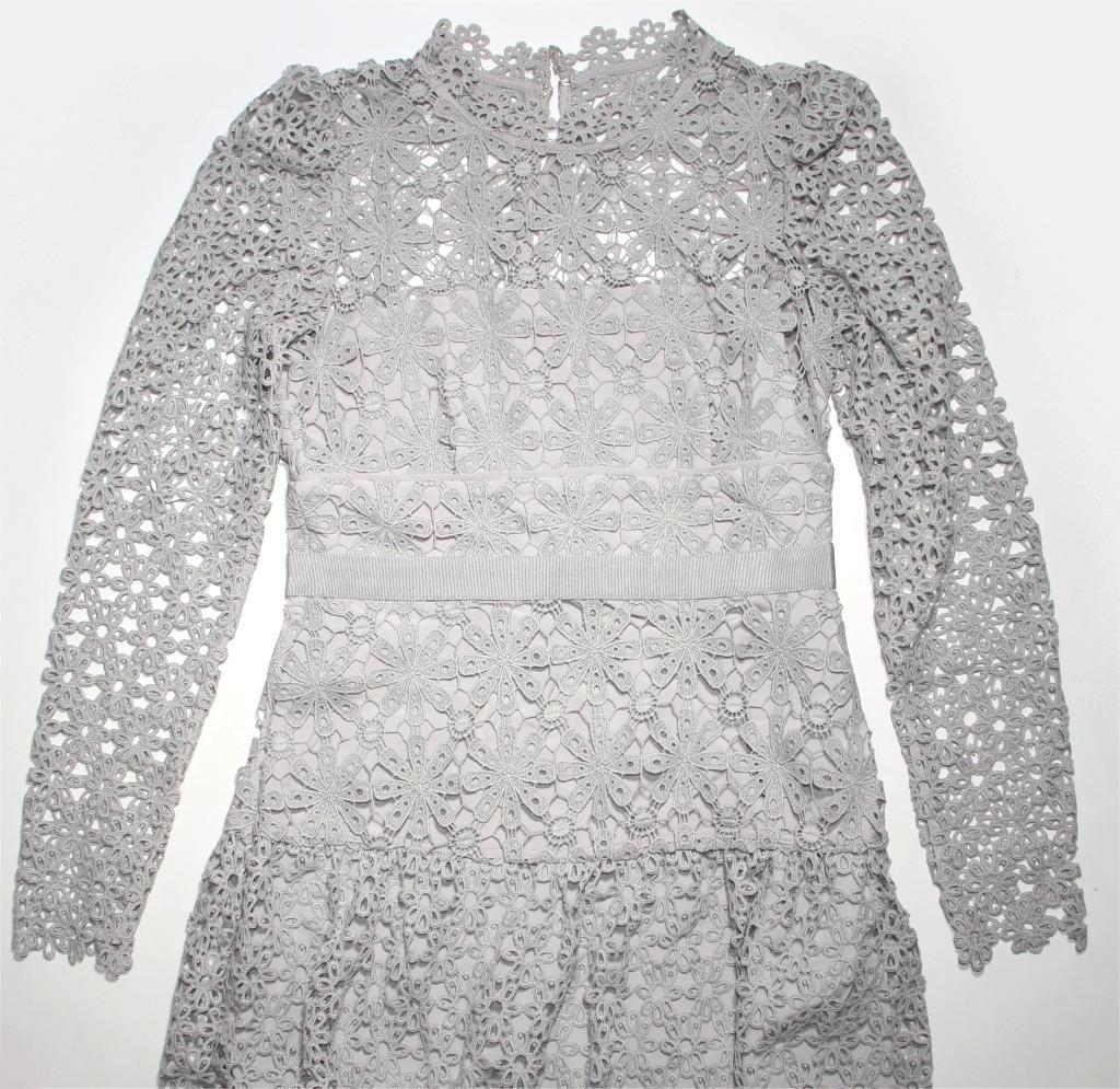 N*.様 セルフポートレイト ワンピース ギピュールレース グレー 花柄 UK1