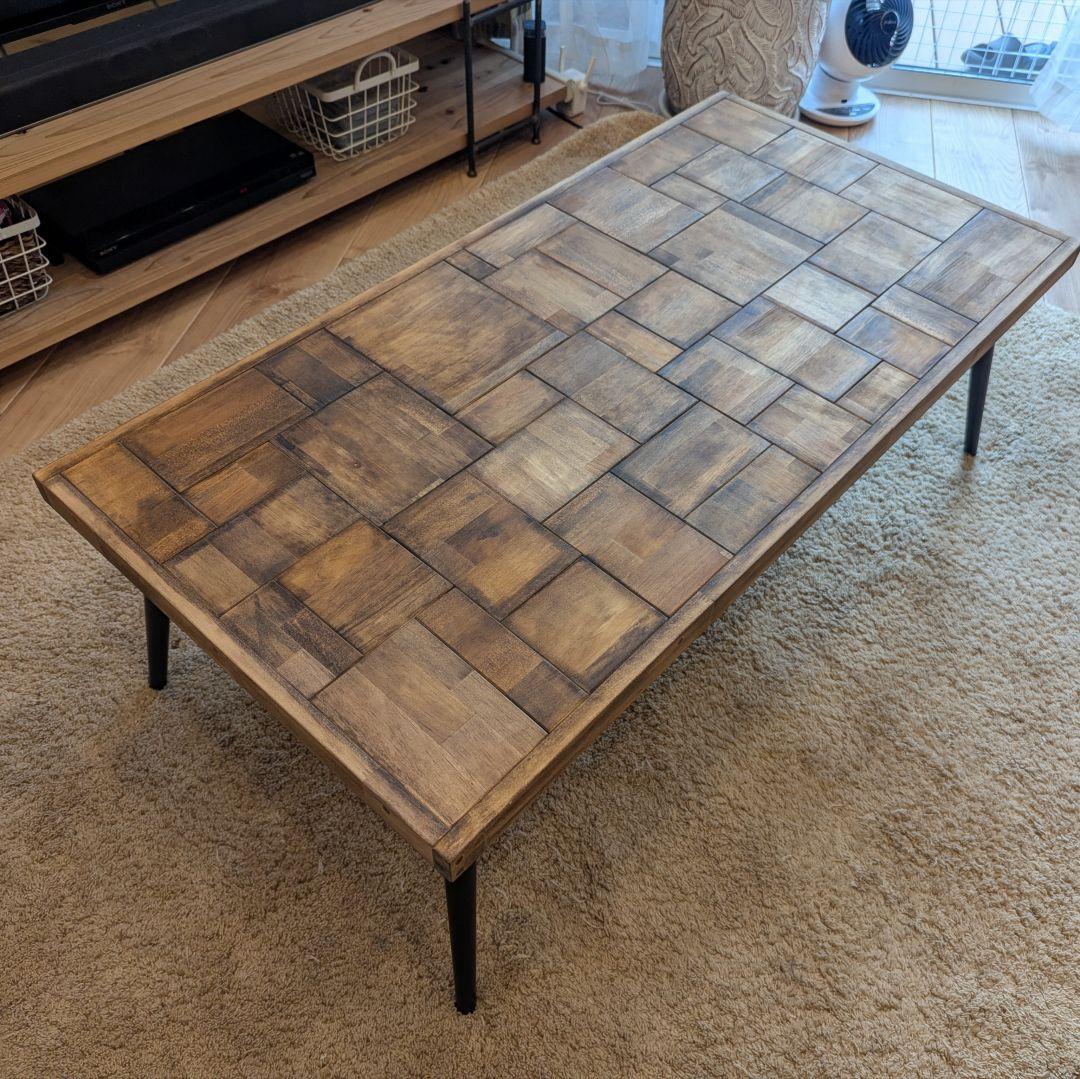 ローテーブル　サイドテーブル　✨木製テーブル　ハンドメイド　アイアン