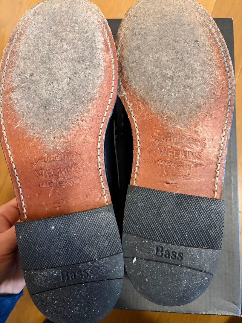 WEIJUN'S 黒白レザー ローファー