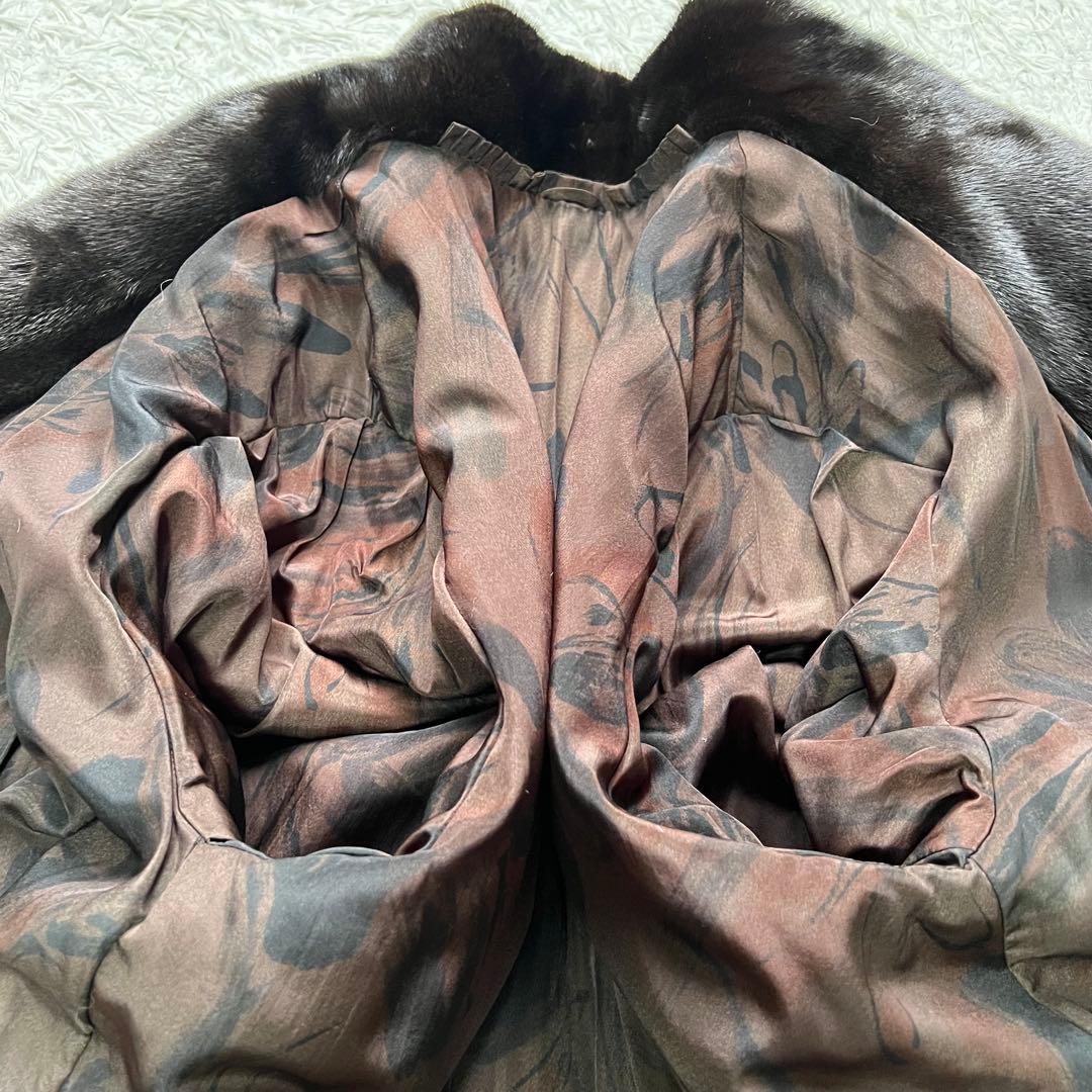 艶◎ 着丈90cm ブラックグラマ リアルファーコート 毛並み◎ なめし柔らか