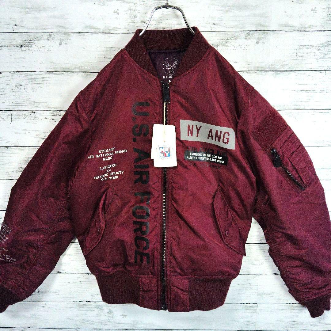 【新品】アヴィレックス　MA-1フライトジャケット　ワインカラー　ピンバッチ付属