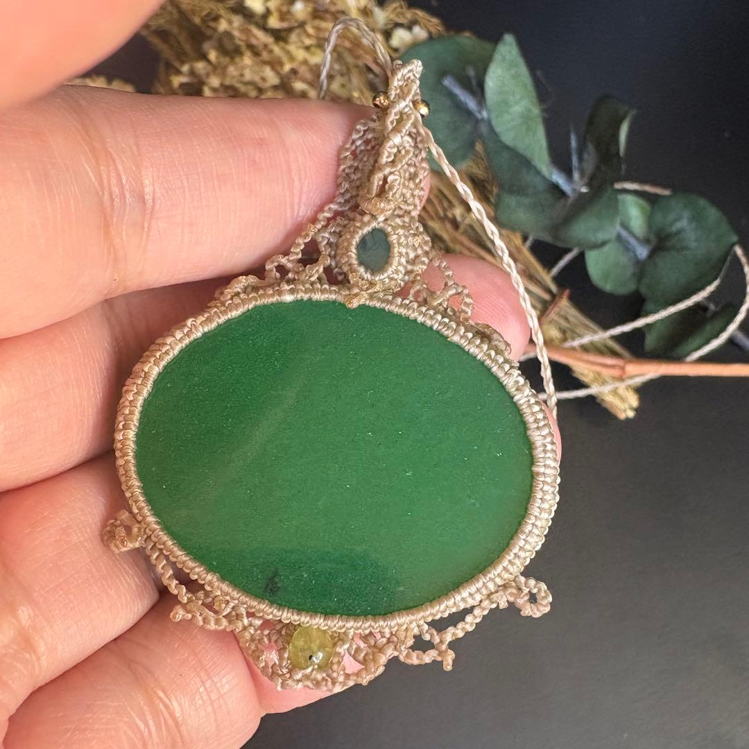 マレーシア翡翠×エメラルド×ペリドット×クリソプレーズのマクラメネックレス