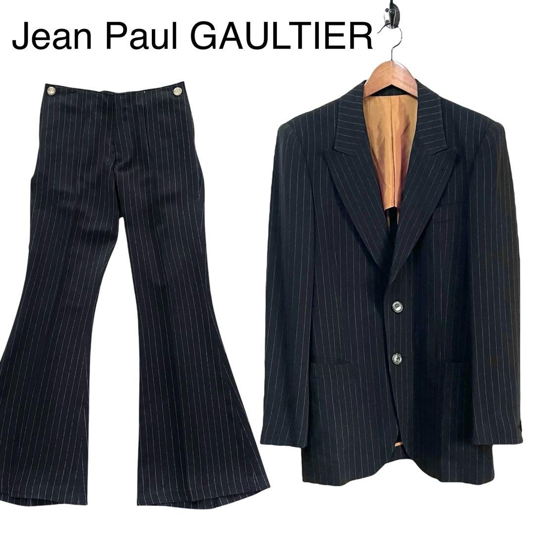 超美品!! ジャンポールゴルチェ スーツ セットアップ フレアパンツ 黒系 48