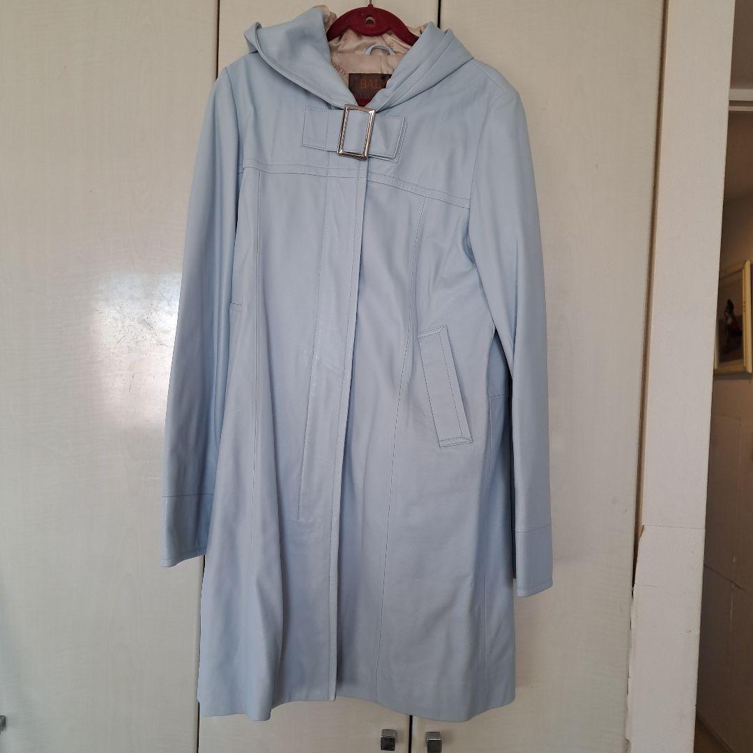 ラムレザー、フード付きコート