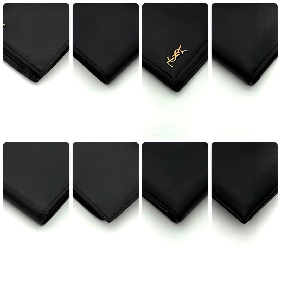 サンローラン 折財布 カサンドラ カーフ レザー 黒 ブラック 2455