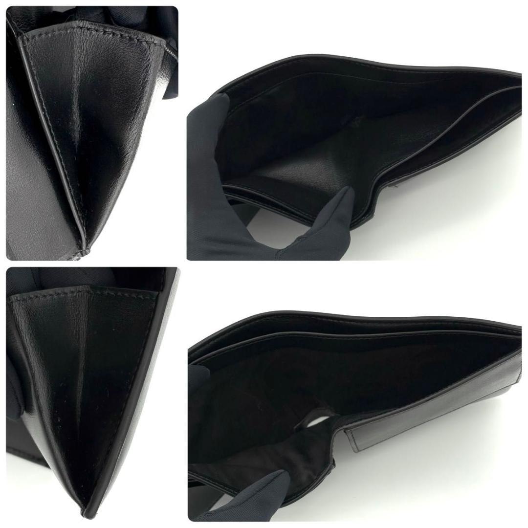 サンローラン 折財布 カサンドラ カーフ レザー 黒 ブラック 2455