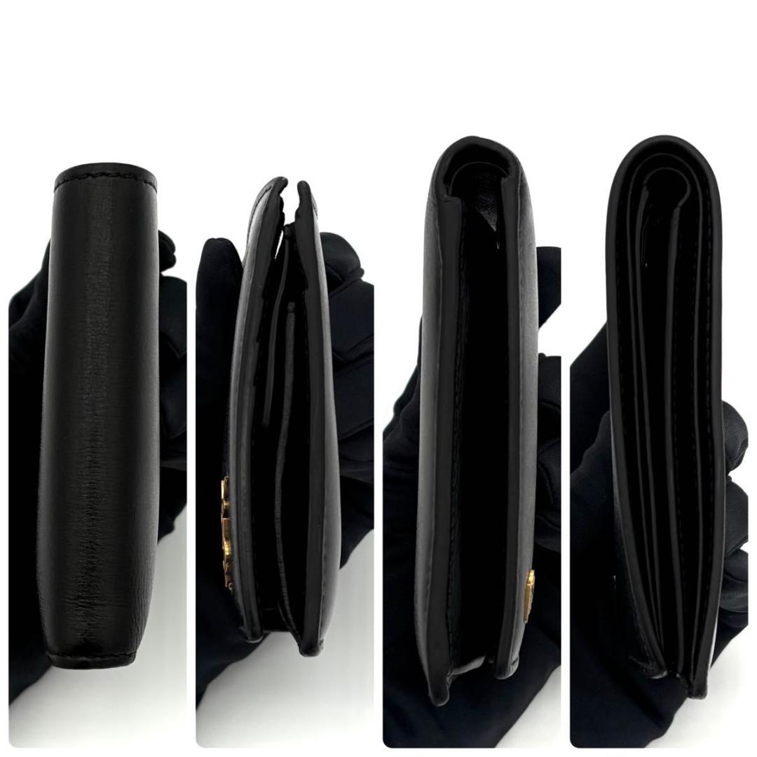 サンローラン 折財布 カサンドラ カーフ レザー 黒 ブラック 2455