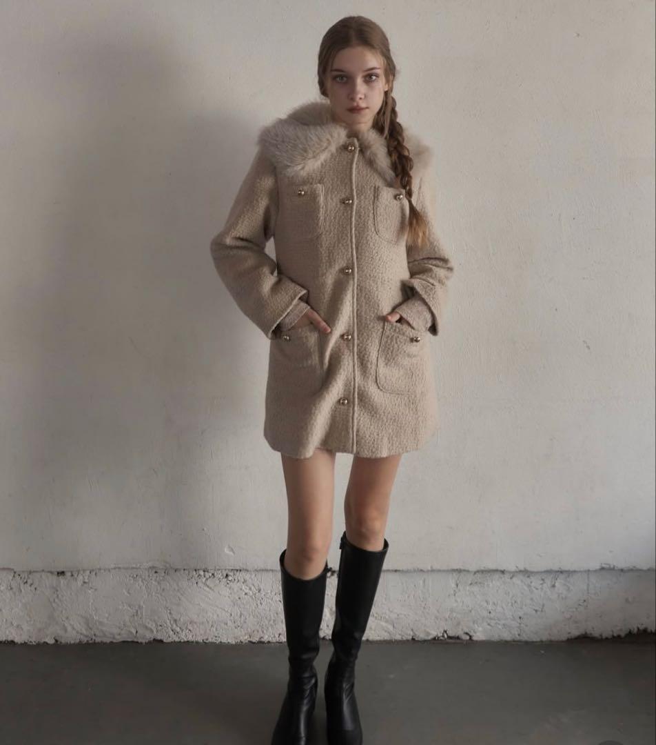 YILON FUR COLLAR CLASSICAL COAT ベージュ