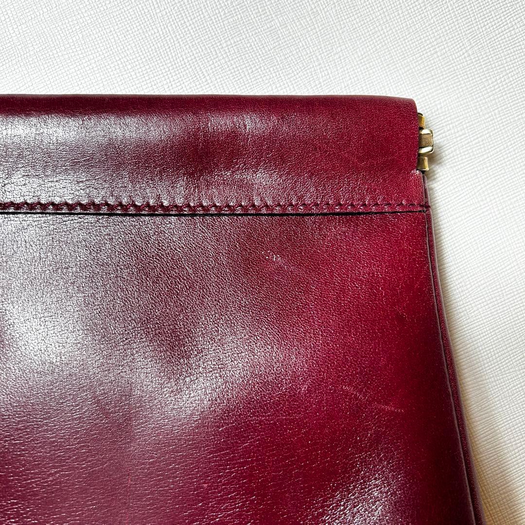 【希少】CÉLINE セリーヌ　馬車金具　バーガンディ レザー クラッチバッグ