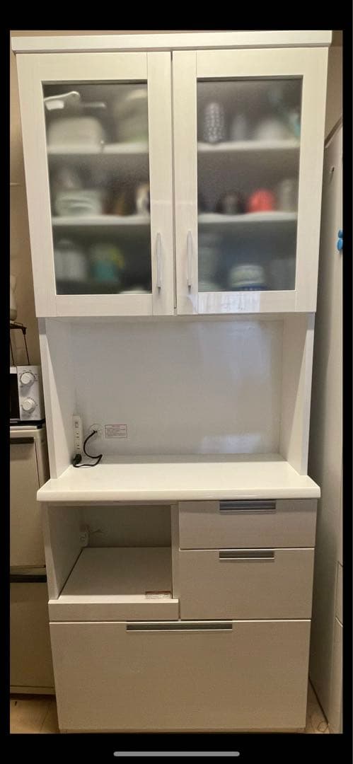 ニトリ　キッチンボード　カップボード　食器棚　ダリア80 レンジ