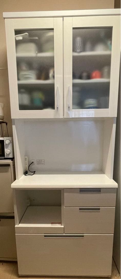 ニトリ　キッチンボード　カップボード　食器棚　ダリア80 レンジ