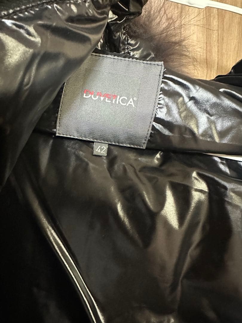 duveticaファー付きブラックダウンベスト