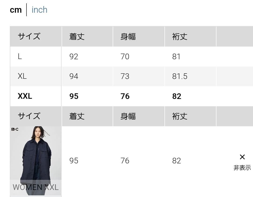 【新品未使用タグ付き】ユニクロC オーバーサイズシャツコート ネイビー　XXL