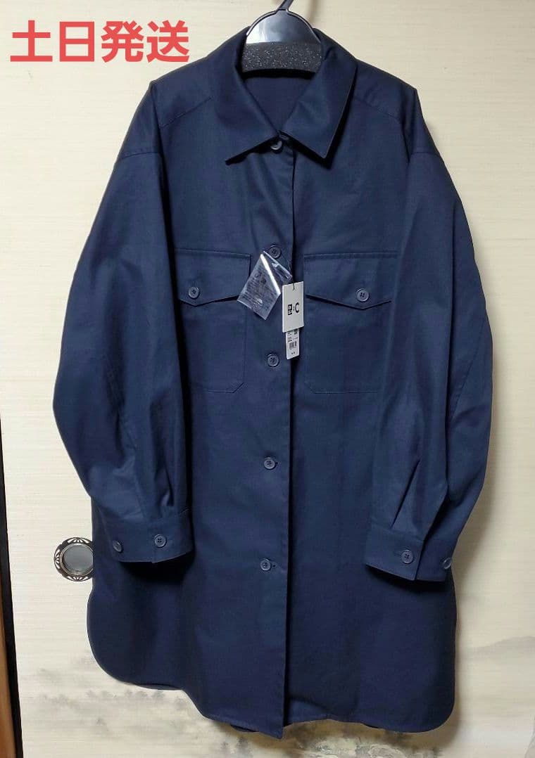 【新品未使用タグ付き】ユニクロC オーバーサイズシャツコート ネイビー　XXL