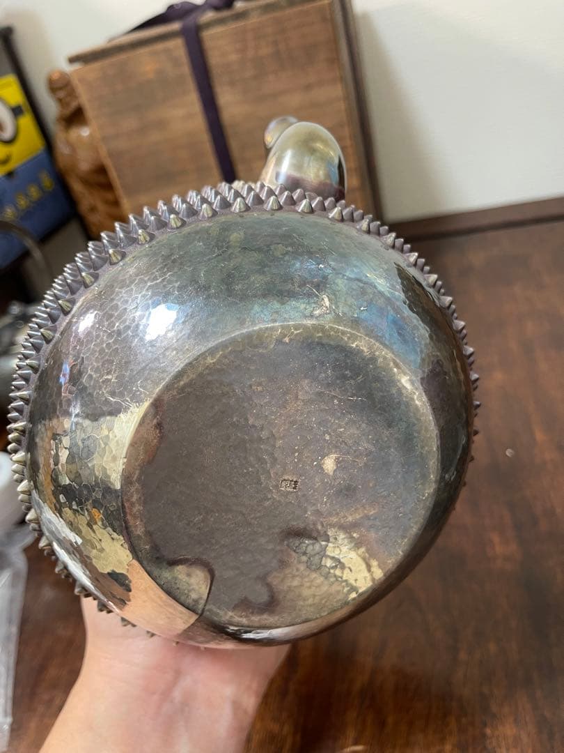 銀瓶　純銀　あられ　木箱付き　652g 骨董古美術