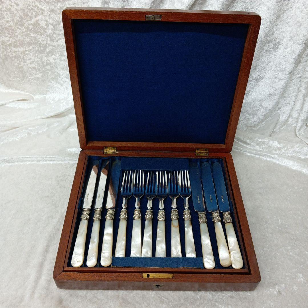 英国 白蝶貝 カトラリーセット ナイフ フォーク 24本 マザーオブパール