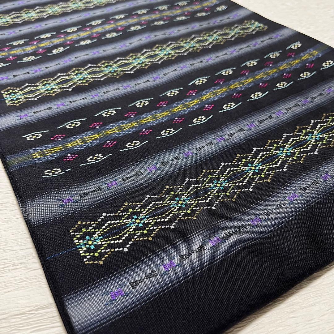 本場琉球南風原花織 名古屋帯 正絹 証紙付き