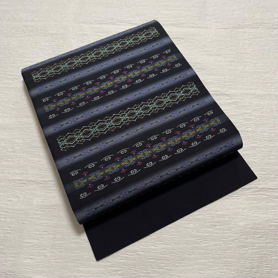 本場琉球南風原花織 名古屋帯 正絹 証紙付き