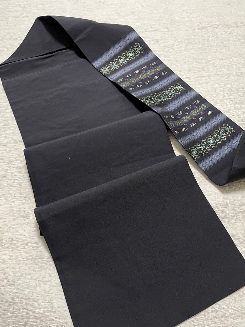 本場琉球南風原花織 名古屋帯 正絹 証紙付き