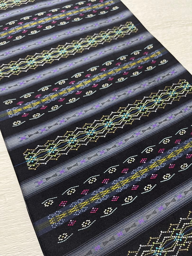 本場琉球南風原花織 名古屋帯 正絹 証紙付き