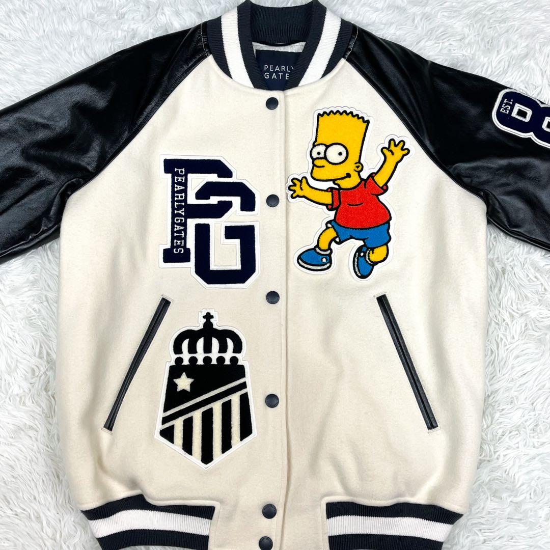 美品 パーリーゲイツ シンプソンズ コラボ スタジャン レザー切替 ワッペン
