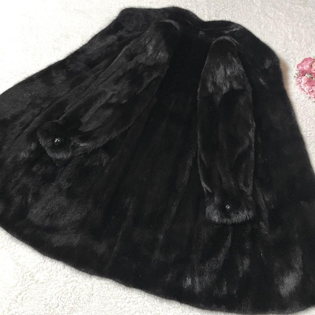 【大きいサイズ】ミンク 本毛皮 ロング コート リアルファー サイズXL〜XXL