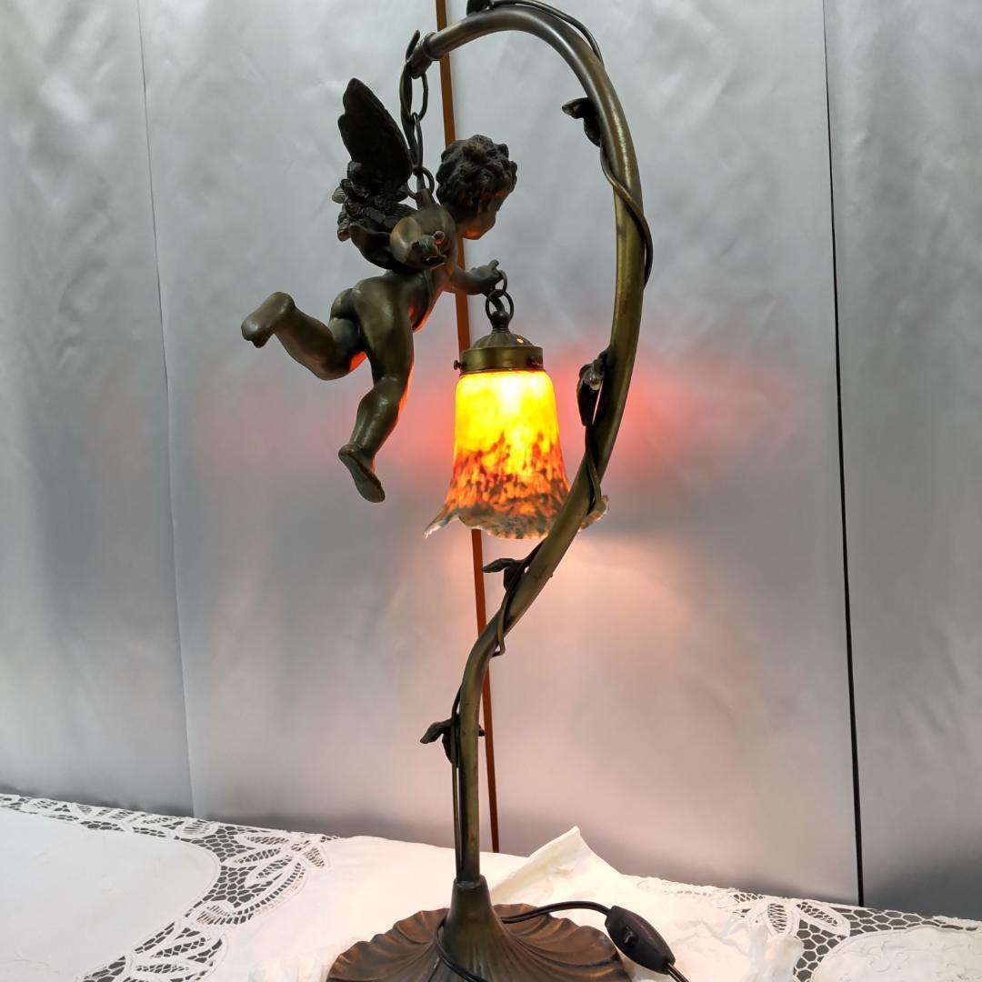 ランプ　天使　アンティーク　風　照明　ランプスタンド　エンジェル　イエロー付箋