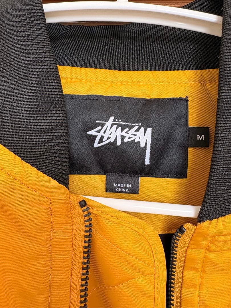 ステューシー　刺繍ロゴ　ダブルジップ　フライトジャケット　MA-1　中綿