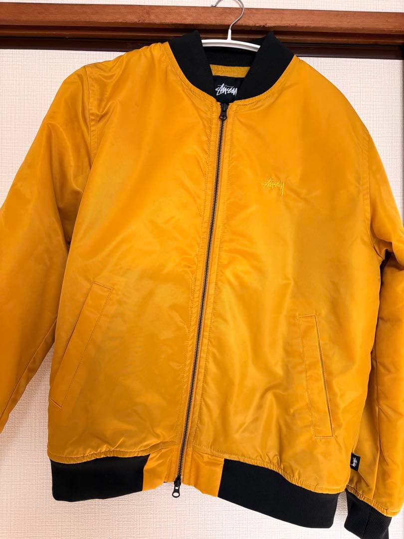 ステューシー　刺繍ロゴ　ダブルジップ　フライトジャケット　MA-1　中綿