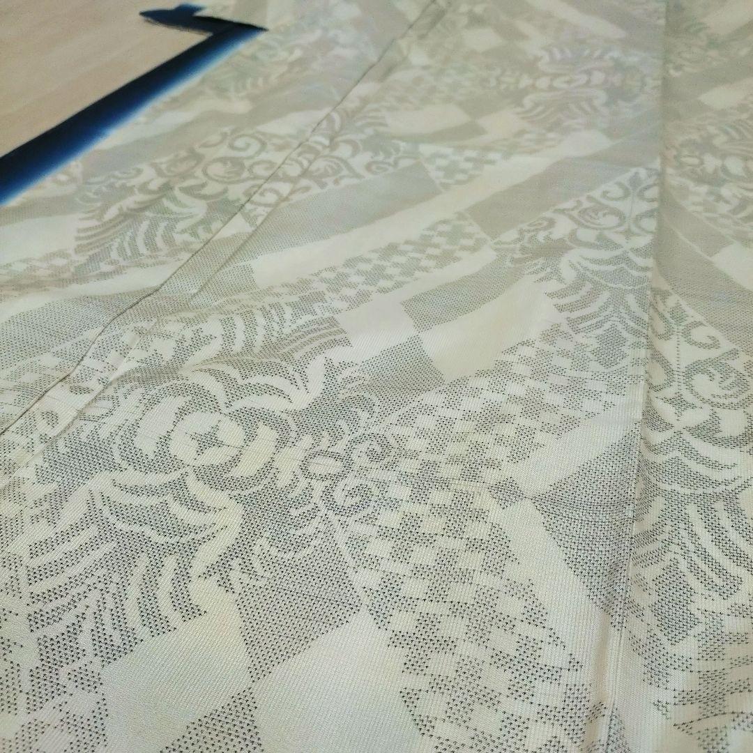219R 本場大島紬　白大島　カタス　正絹　しつけ糸有り 裄長　H