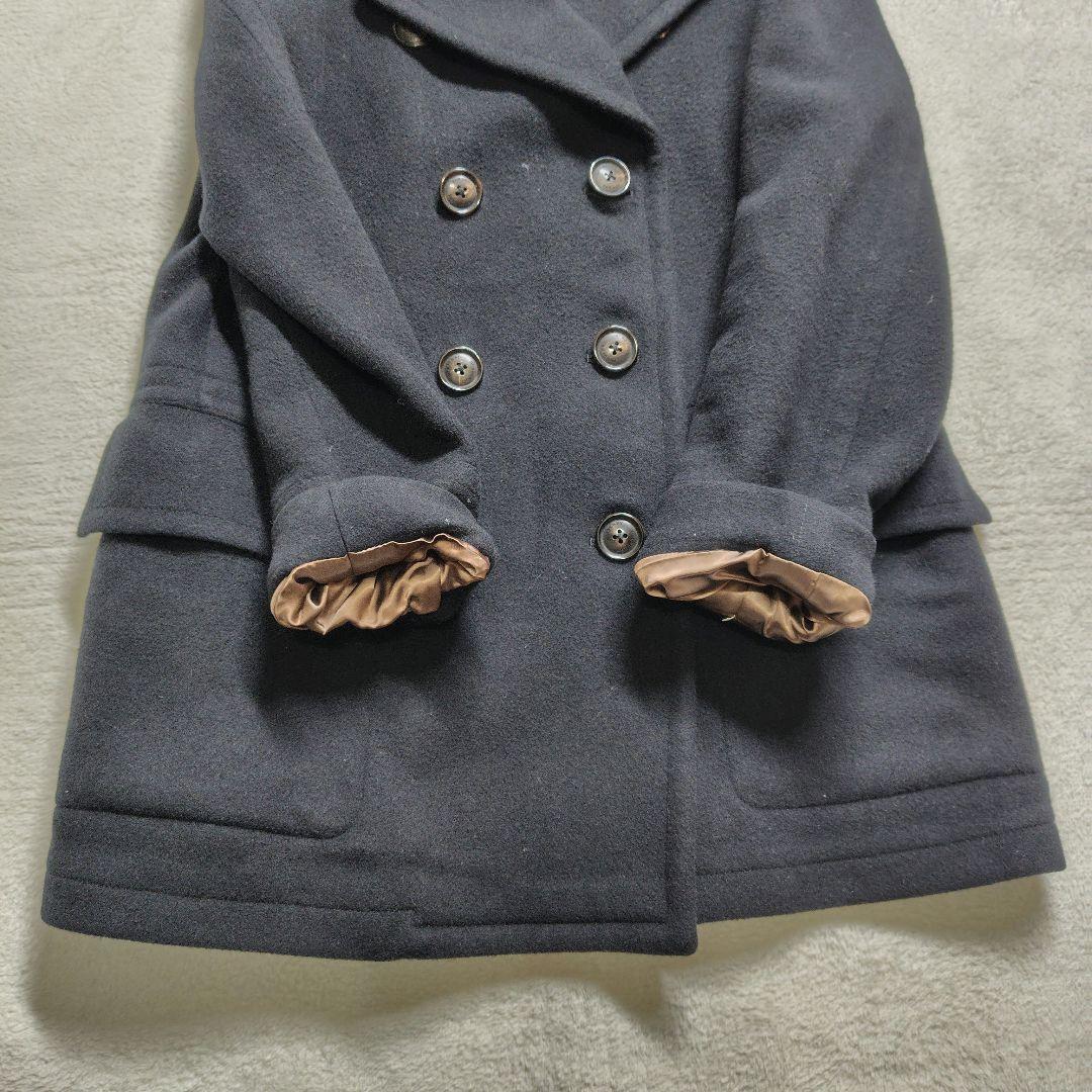 極美品　バーバリーロンドン　ピーコート　ダブル　カシミヤ　メガチェック　L