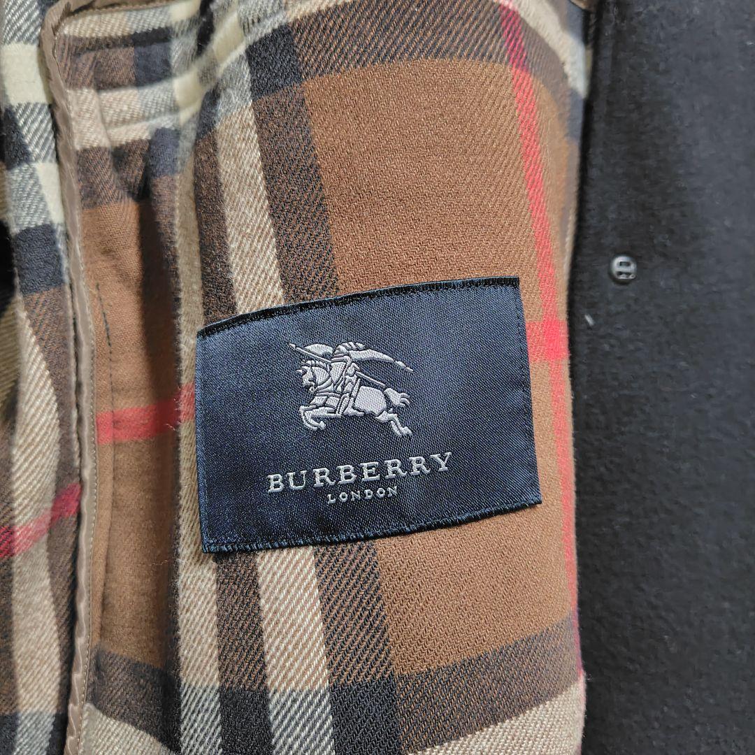 極美品　バーバリーロンドン　ピーコート　ダブル　カシミヤ　メガチェック　L