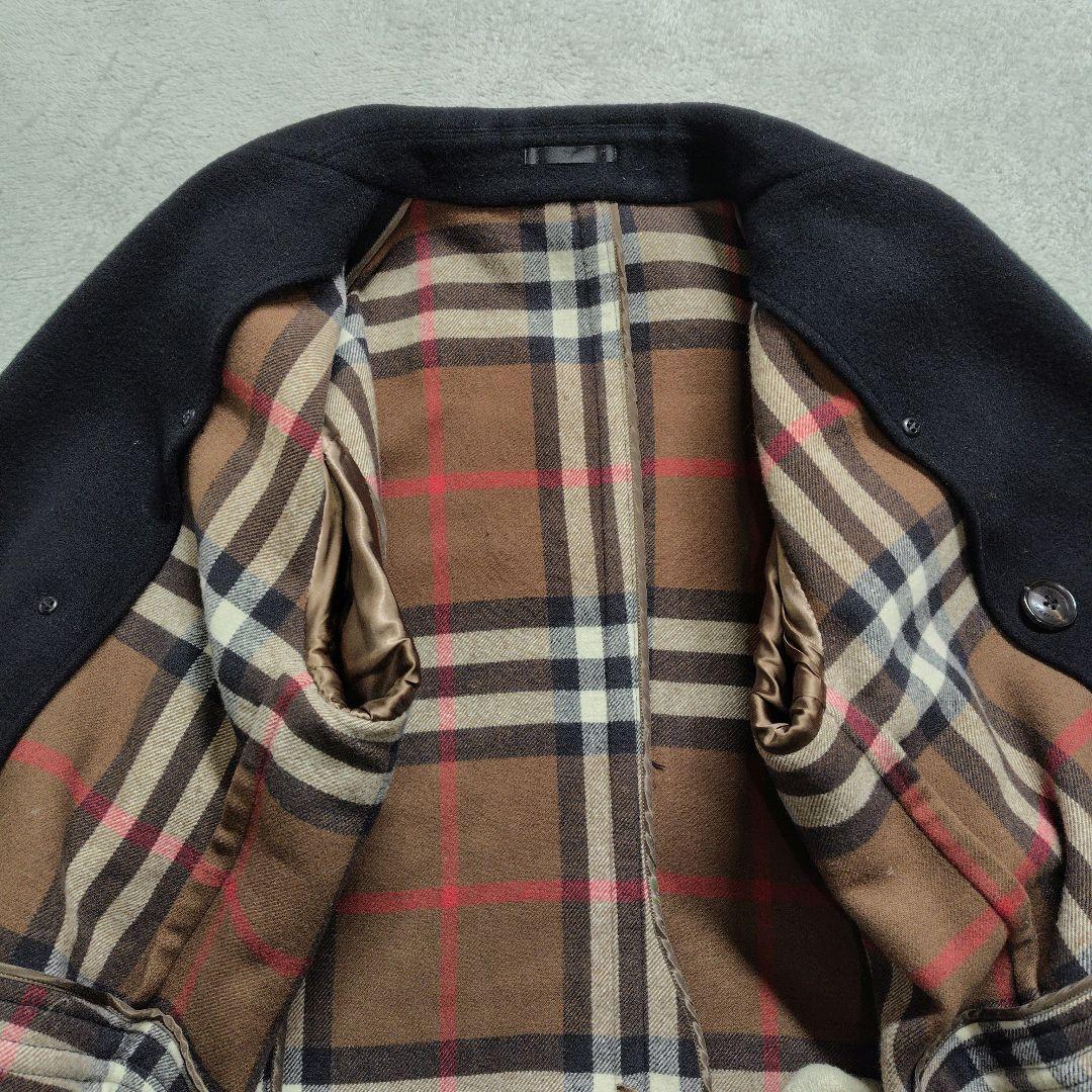極美品　バーバリーロンドン　ピーコート　ダブル　カシミヤ　メガチェック　L