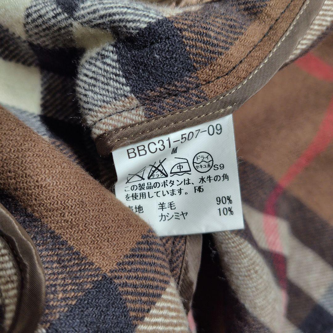極美品　バーバリーロンドン　ピーコート　ダブル　カシミヤ　メガチェック　L