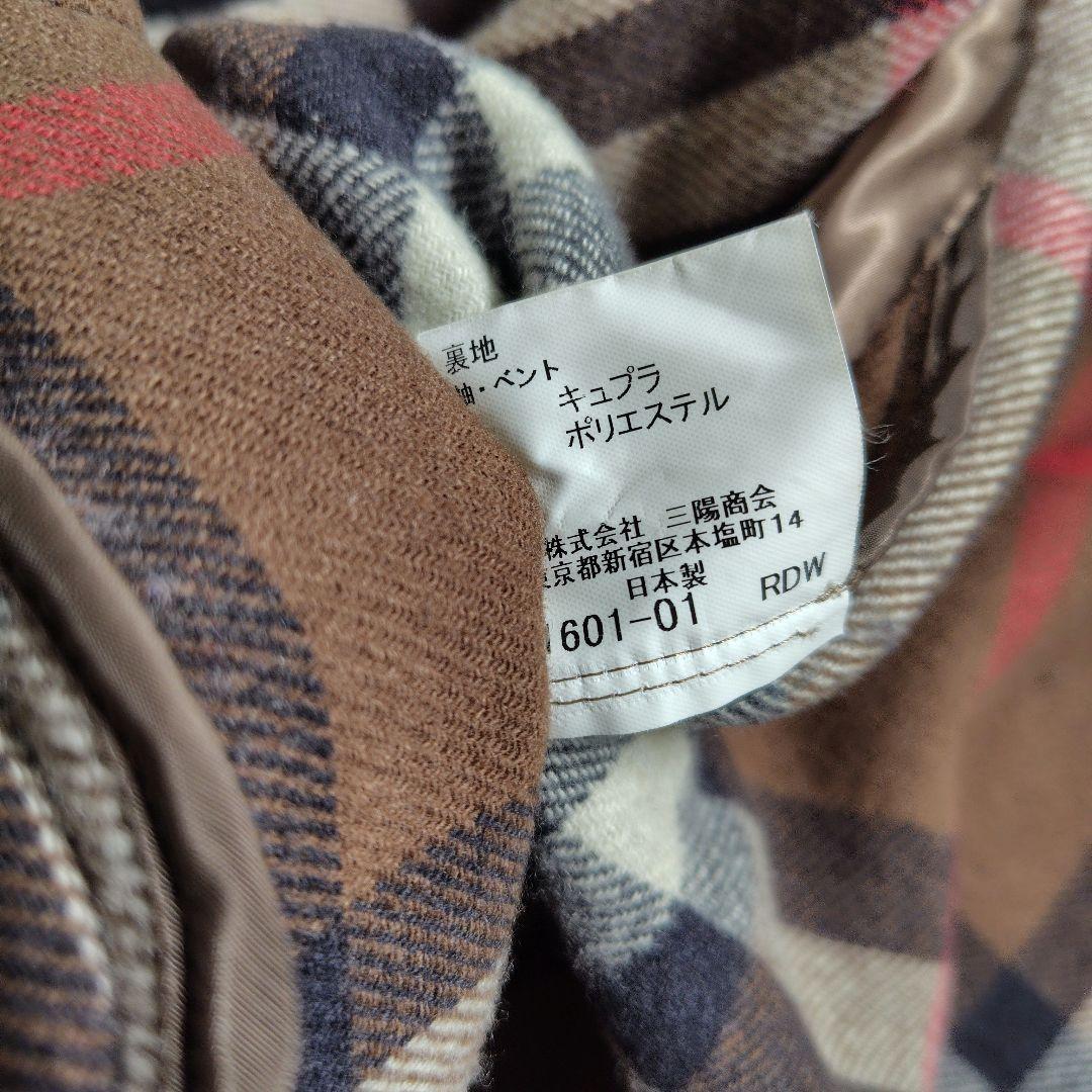 極美品　バーバリーロンドン　ピーコート　ダブル　カシミヤ　メガチェック　L